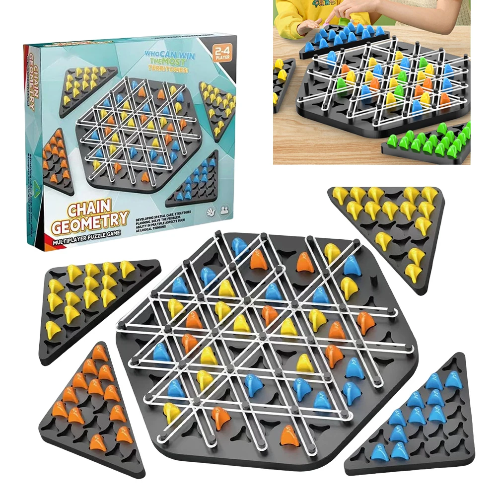 Chain Triangle Chess Game Duel Board Strategy Game for Kids Adults Exercise Thinking Family Game Logic Chess Track Tables Game