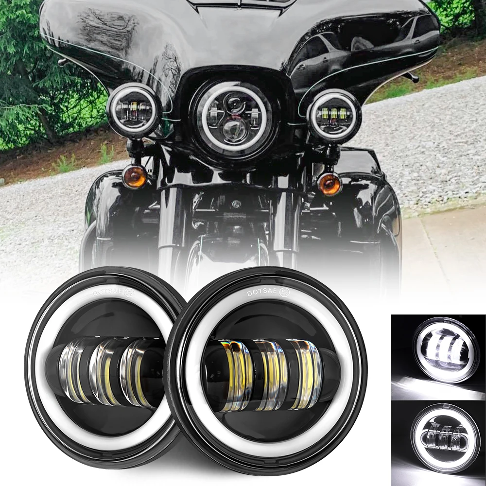 2PCS 4.5 Inch Motorcycle Led Fog Light DRL 30W Waterproof 4 1/2 Auxiliary Passing Lamp For Yamaha Classic FLHR Road King Dyna