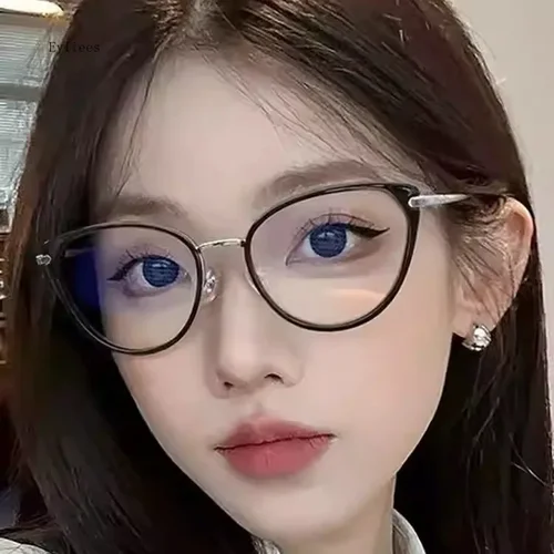 Imagen 2 del producto Gafas para miopía con forma de ojo de gato para mujer, anteojos Unisex con bloqueo de luz azul para ordenador, gafas de visión cercana a la moda 0-1,0-4,0
