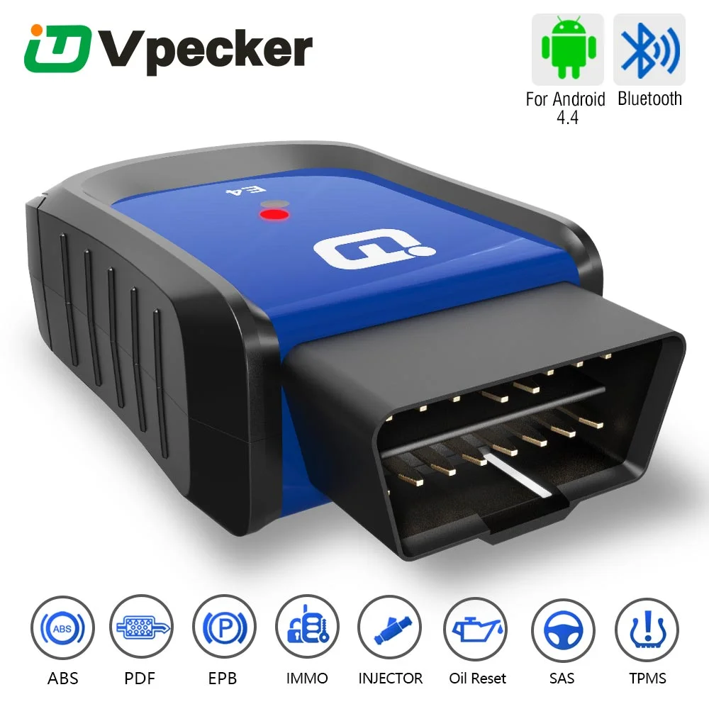 Vpecker E4 Phone Bluetooth Full System OBDII Scan Tool for Android Support ABS Bleeding/Battery/DPF/EPB/Injector/Oil Reset/TPMS