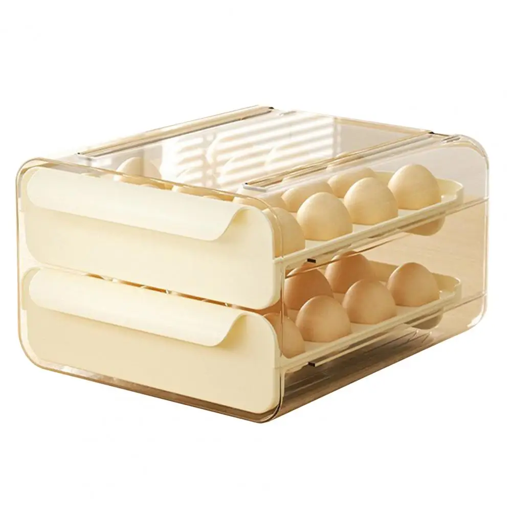 Refrigerator Egg Rack Safe Material Egg Organizer Capacity Dual Layer Egg Container with Lid for Refrigerator Storage