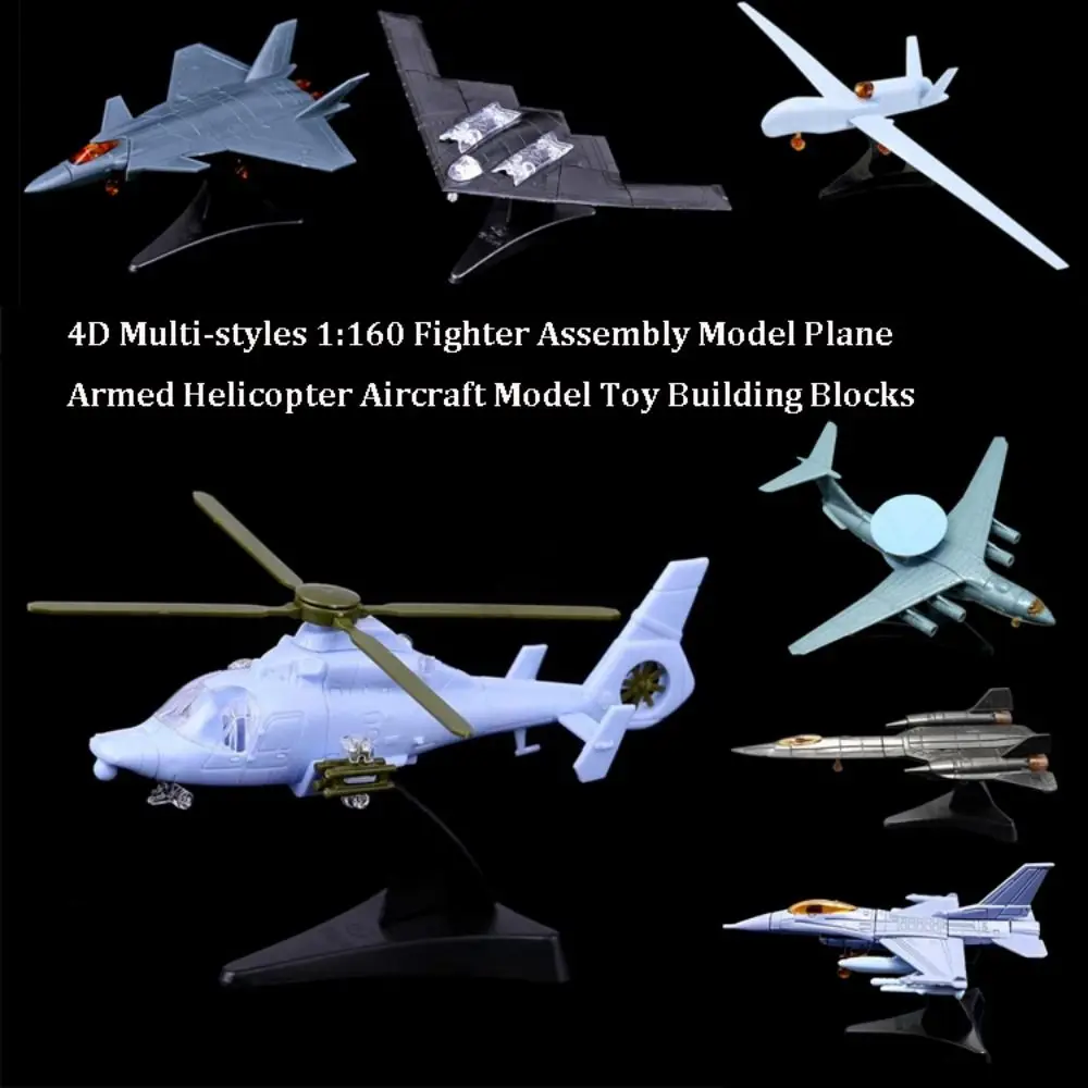 New 4D 1:160 1:144 Fighter Assembly Model Multi-styles Plastic Plane Armed Helicopter Aircraft Model