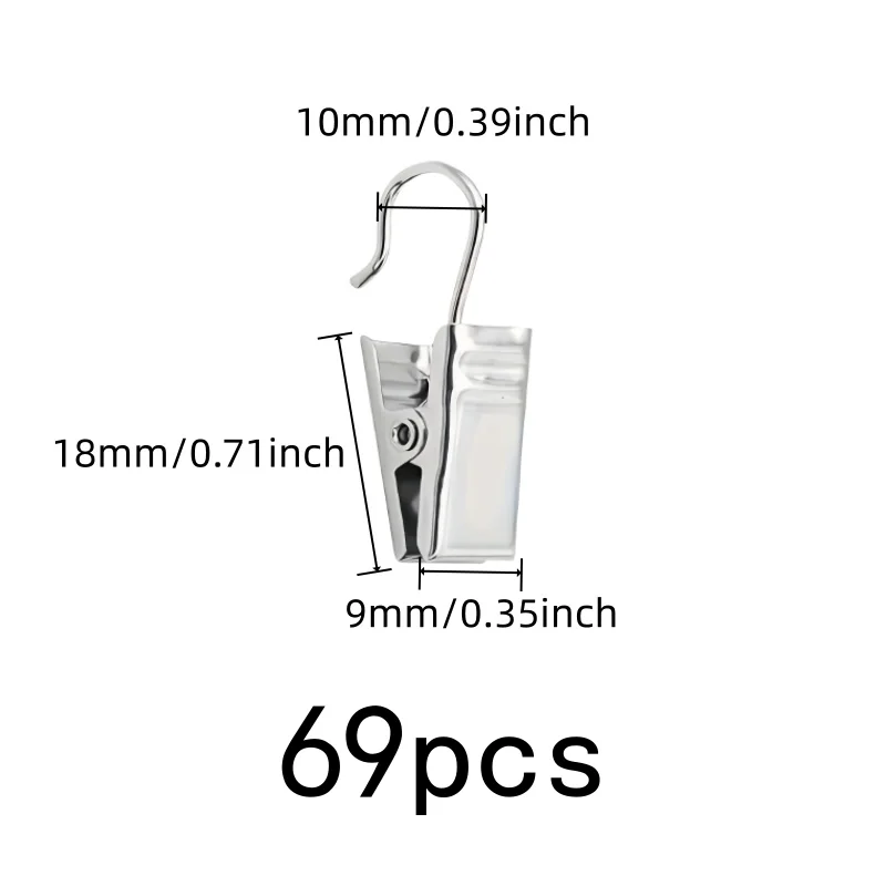 69 pcs Silver Metal Drapery Pins Strong Secure Grip, designed for Small Item Hanging, Silver Open-End Design