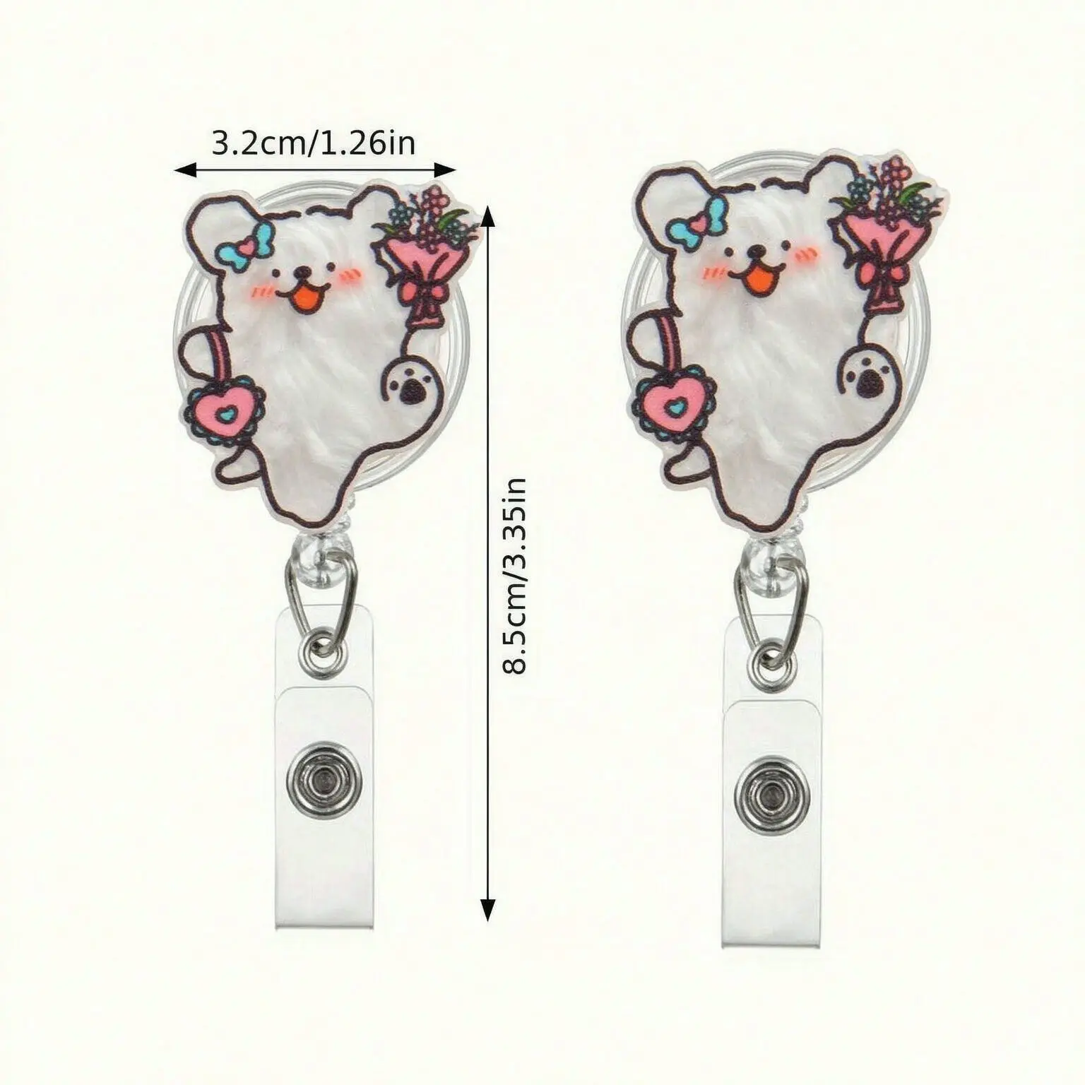2026 New Design 1 Piece Korean Style Anime Bear Retractable Nurse Badge Reel Cute Cartoon ID Card Holder for Teacher Doctor