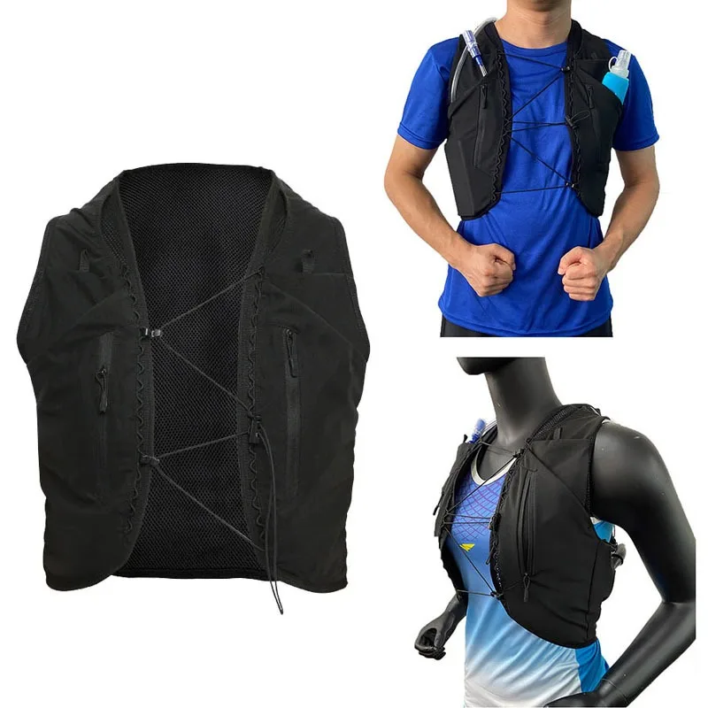 

Вентилируемый жилет для бега с внутренними карманами для мелких предметов, бутылок, телефонов, кошельков, ключей и полотенец для бега, езды на велосипеде, пеших прогулок