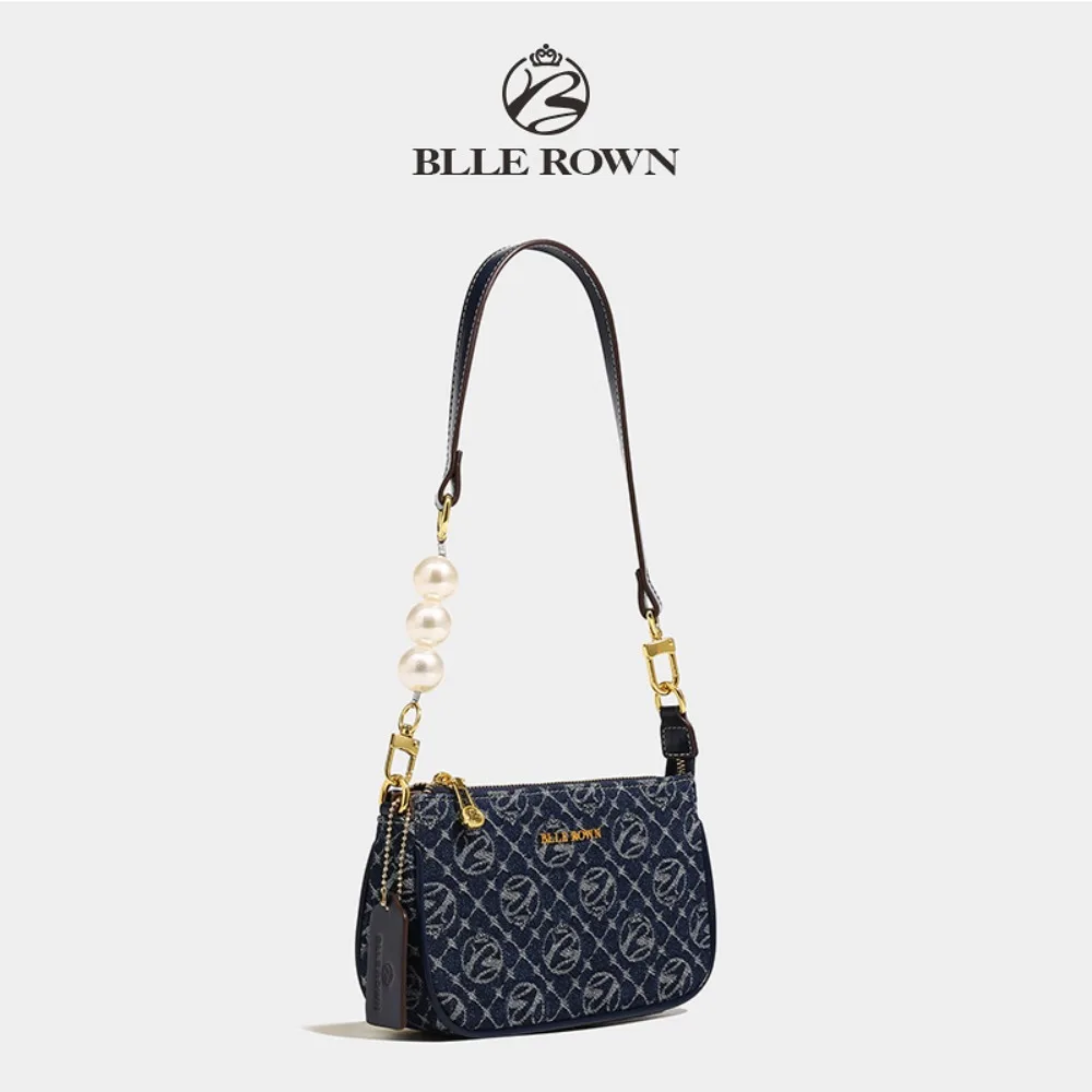 

BLLE ROWN Crain blue high-end niche pearl accessories small square bag lightweight fashion women's messenger bag