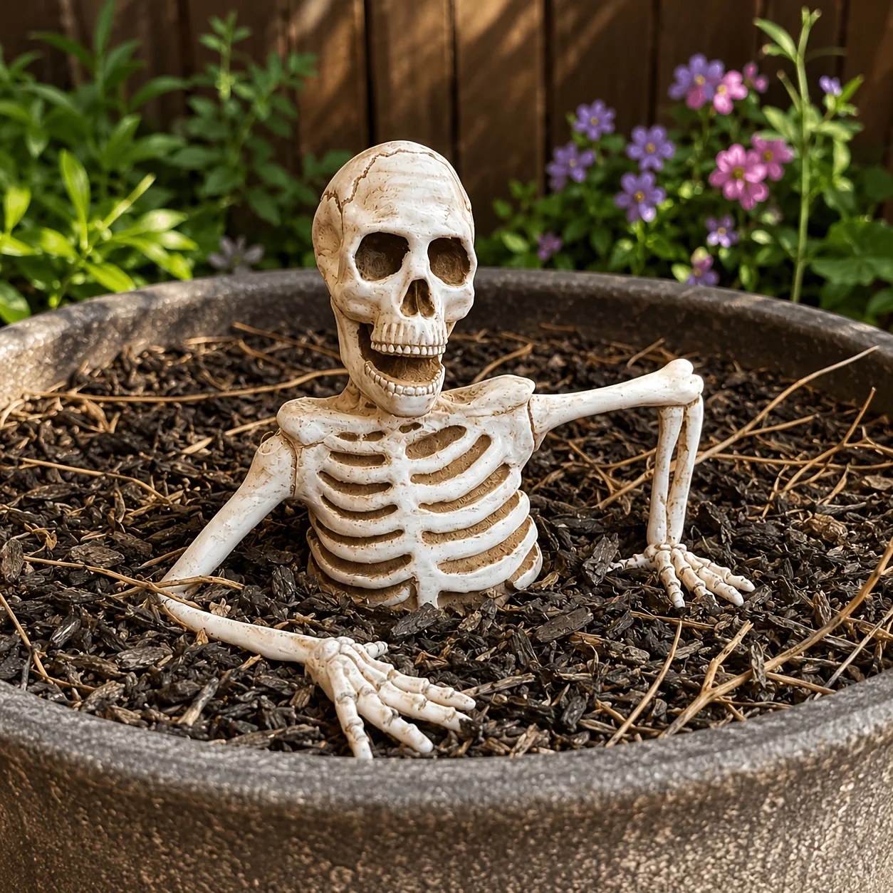 Halloween Half-body Skull Bonsai Decoration Half Body Skeleton Decoration for Halloween Indoor Outdoor Yard Decor Prop