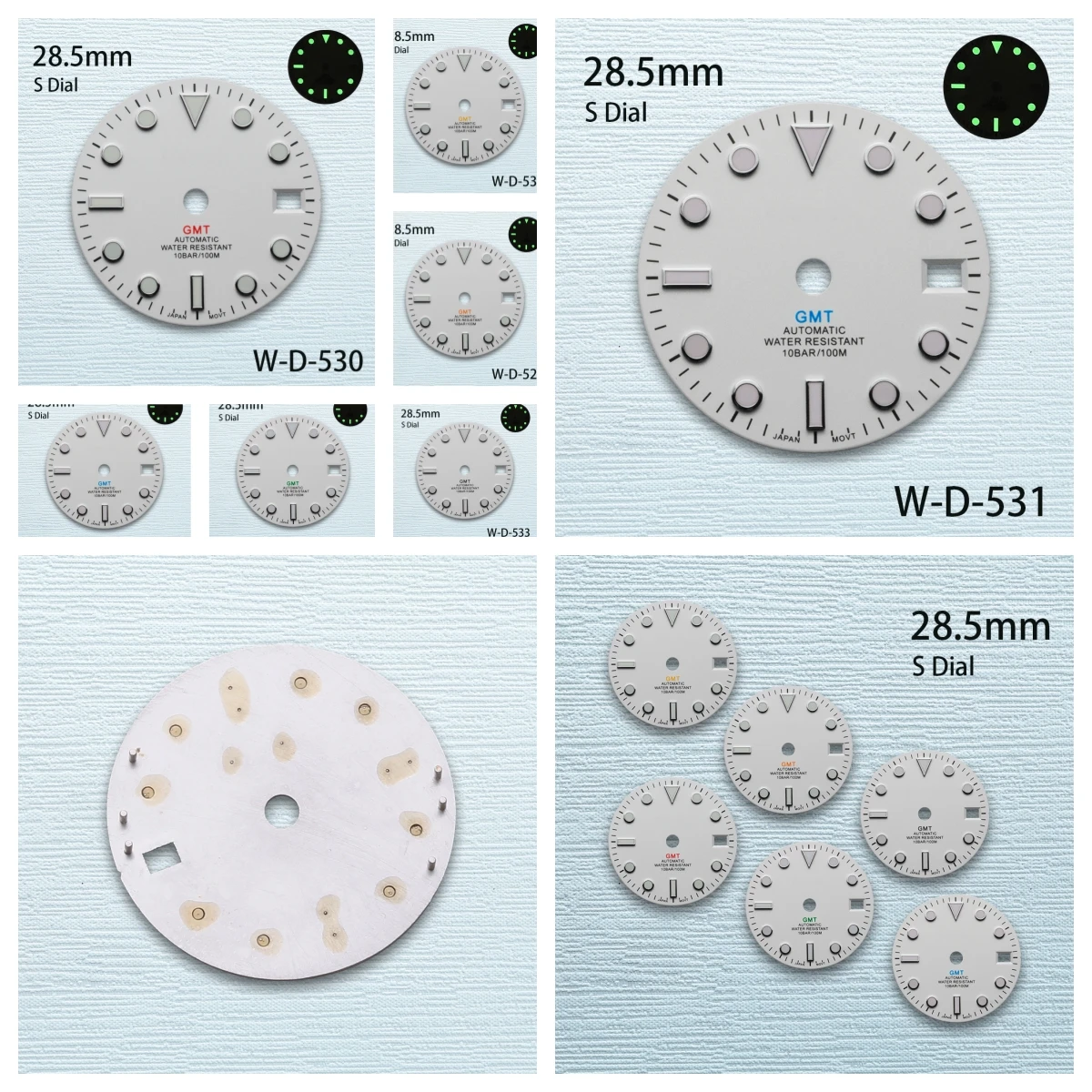 

28.5mm S Logo White GMT Dial Fit NH34 Movement C3 Green Luminous High-Quality Dial Watch Modification Accessories