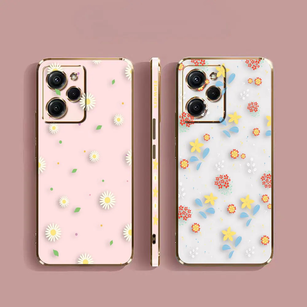 Cover Smooth E-TPU Phone Case Redmi NOTE 7 8 9 9S 9T 10 11 11S 12 12S PRO PLUS 4G 5G Case Beautiful Little Fragmented Flowers