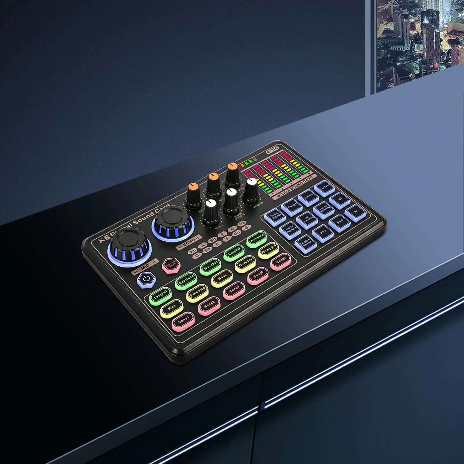 Live Sound Card Different Sound Effects Sound Equipment Audio Mixer Board for Music Recording Audio Recording Microphones Phones