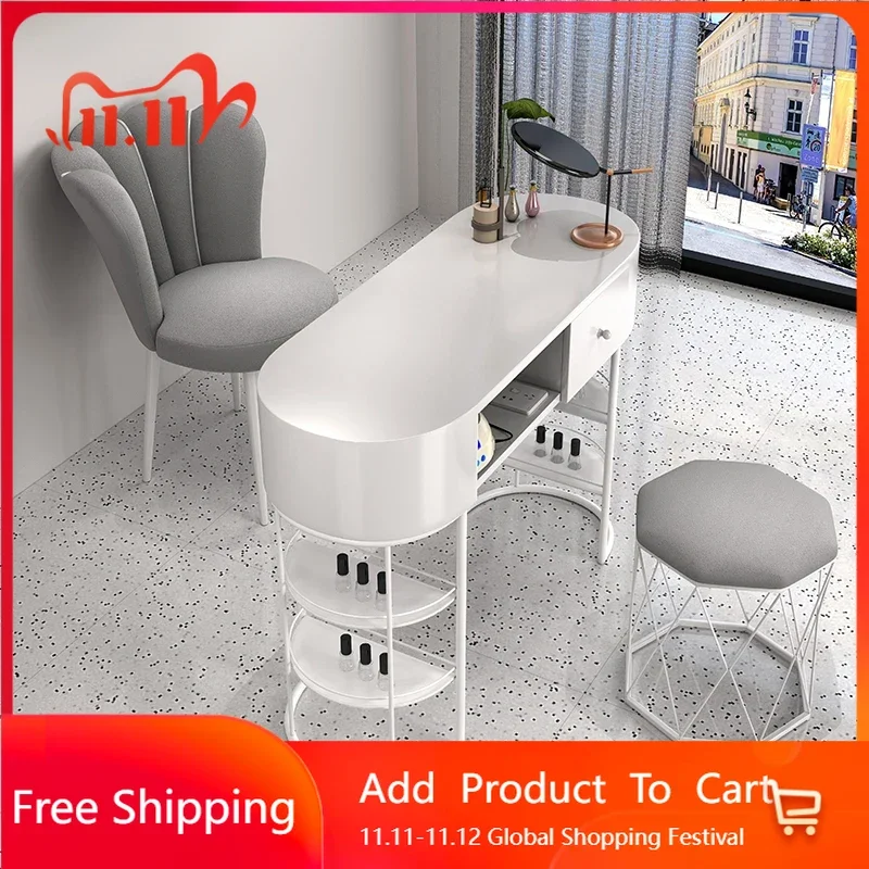 لوازم الأدراج ملصقات طاولة الأظافر تصميم الشمال فراغ طاولة الأظافر المعدات البيضاء خدمة Scrivania Per Unghie أثاث المنزل