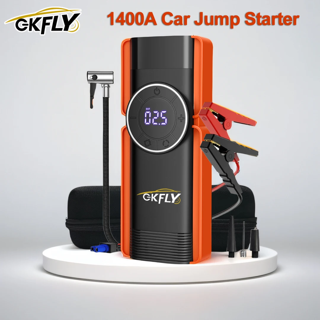 

Car Jump Starter Air Pump Power Bank Lighting Portable Air Compressor 4 In 1 Cars Battery Starters Starting Auto Tyre Inflator