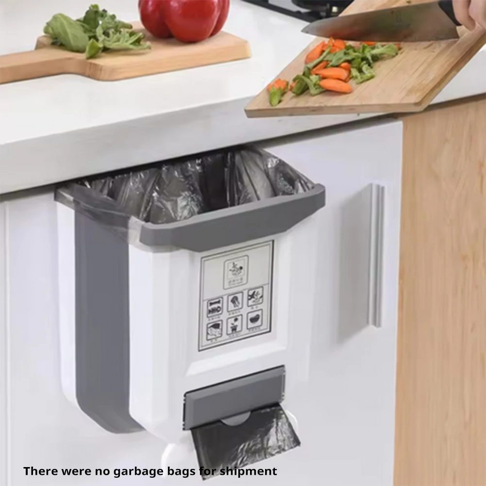 Limited Stock-FF Trash Can For Vehicles Cabinet Door Mounted Wall Mounted Folding Kitchen Trash Can Green