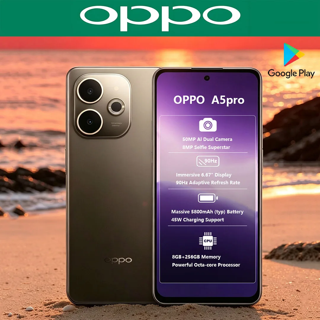 New OPPO A5 Pro 5G Dual-SIM Cellphone Slim Body 45W Charging Long Battery Life Eye Protection Gaming Smartphone 8+256GB Memory
