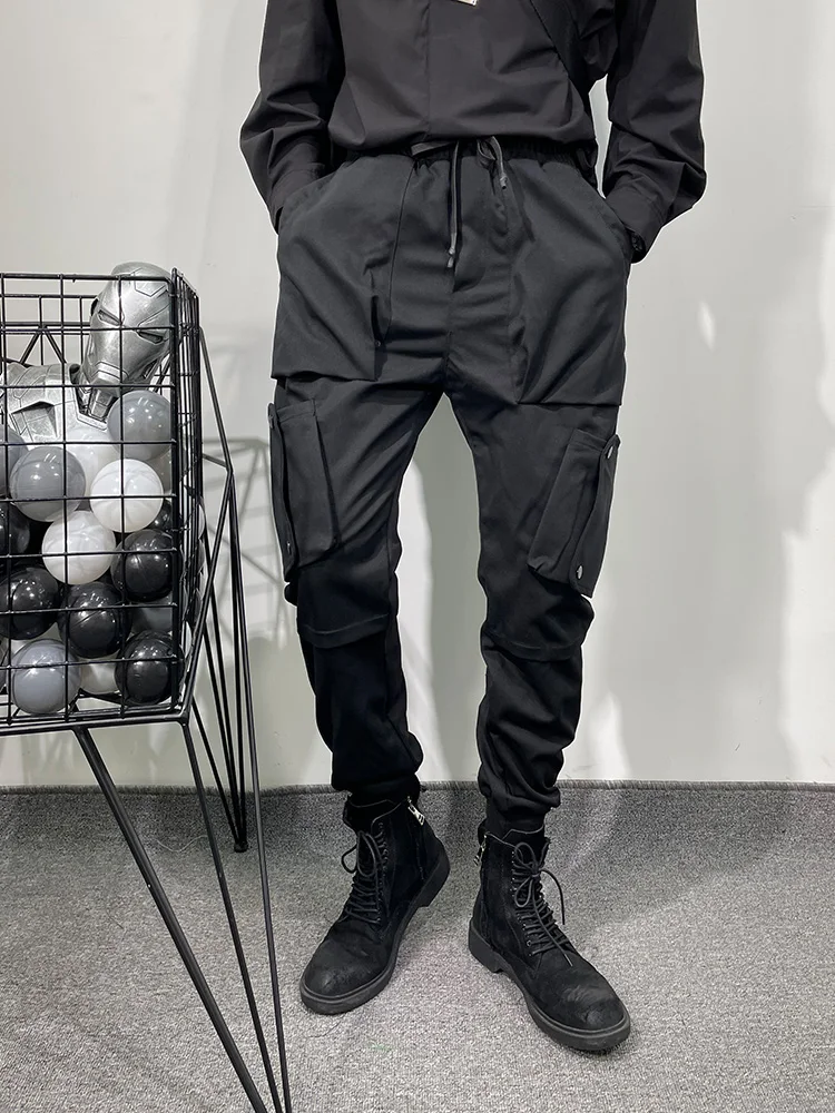 Owen Seak Men Casual Harem Pants Gothic Men Clothing Cargo High Street Sweatpants Autumn Men Calf-Length Pant Black Pants