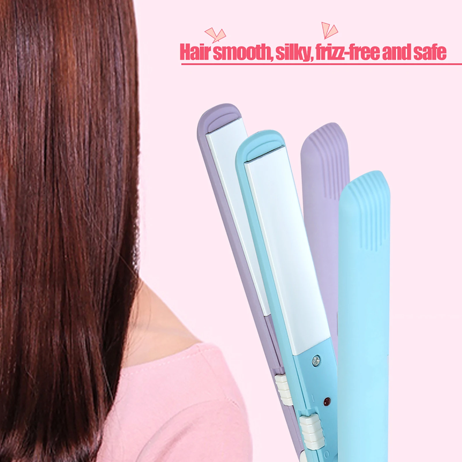 4Colors 2 in 1 Mini Hair Straightener Ceramic  Plate Beauty Flat Iron Heating Curler Hair Straightener Mini Flat Iron