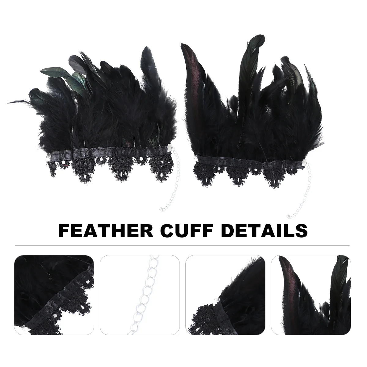 2 SZT. Akcesoria do kostiumów na Halloween Czarne mankiety dekoracyjne Mankiety klauna Bransoletka damska