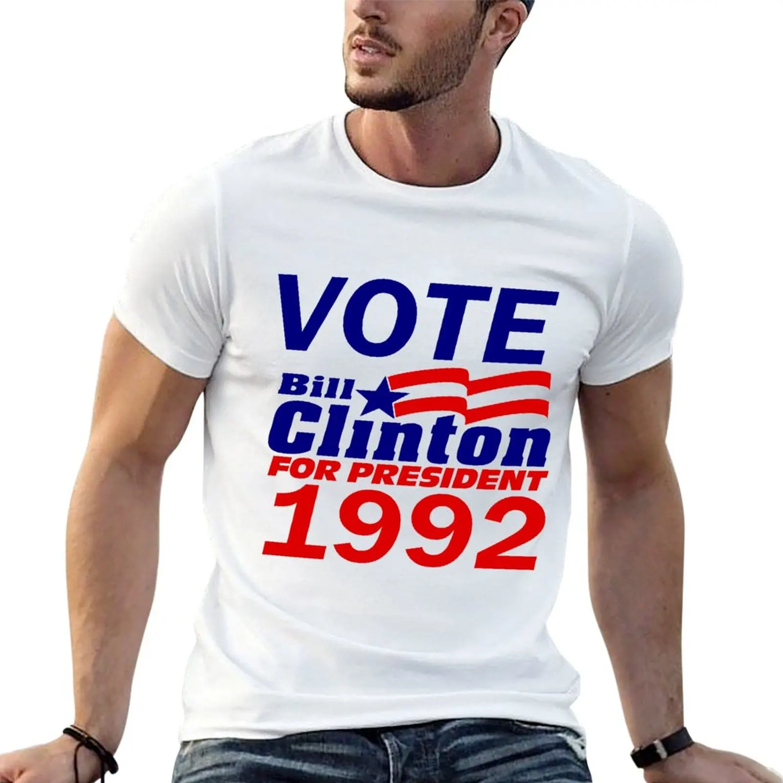 

for t t shirts T-Shirt shirts Vote 100% man for Bill men 1992 president Clinton cotton