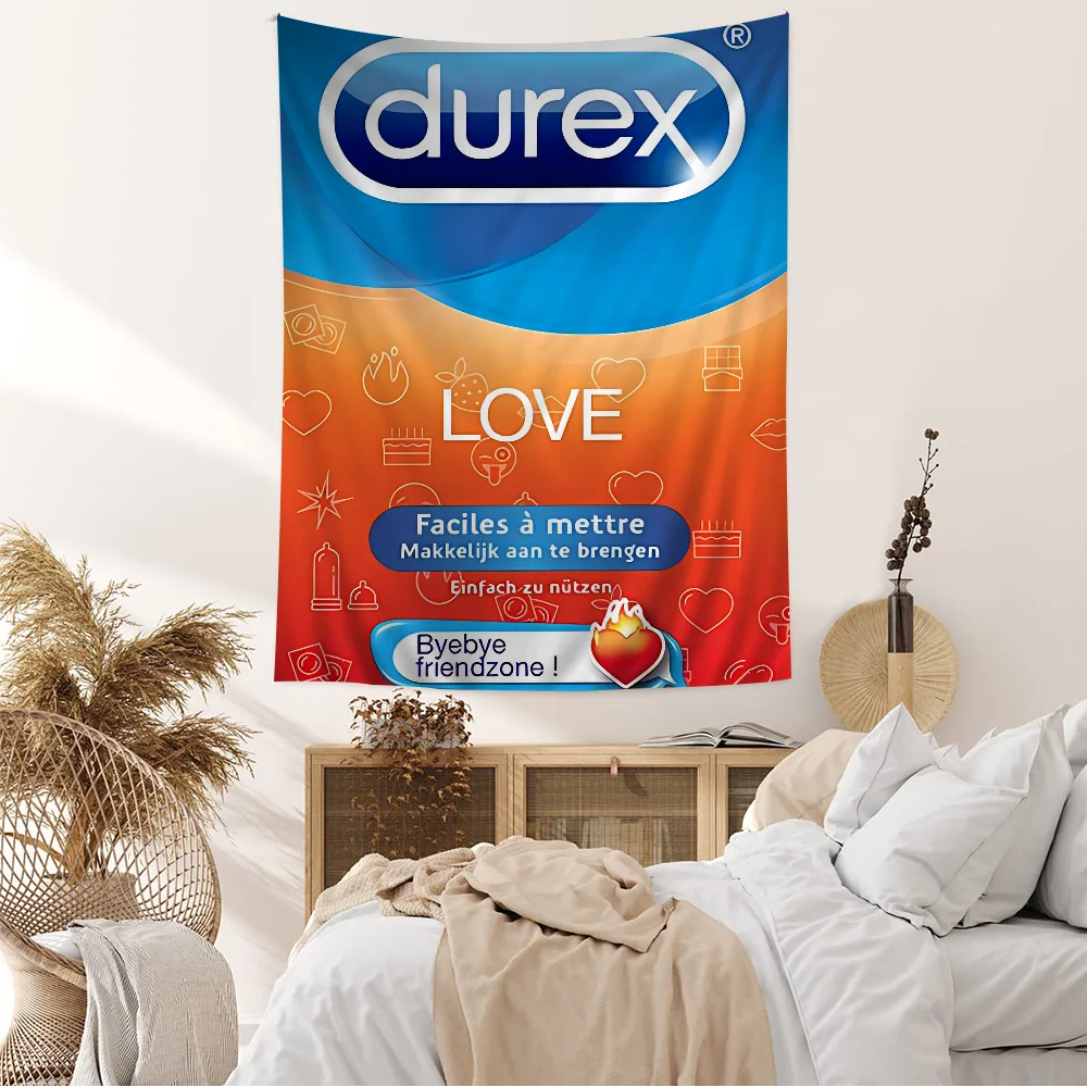 Sexy condom brand D-Durexes Tapestry Anime Tapestry Hanging Tarot Hippie Wall Rugs Dorm Wall Hanging Sheets