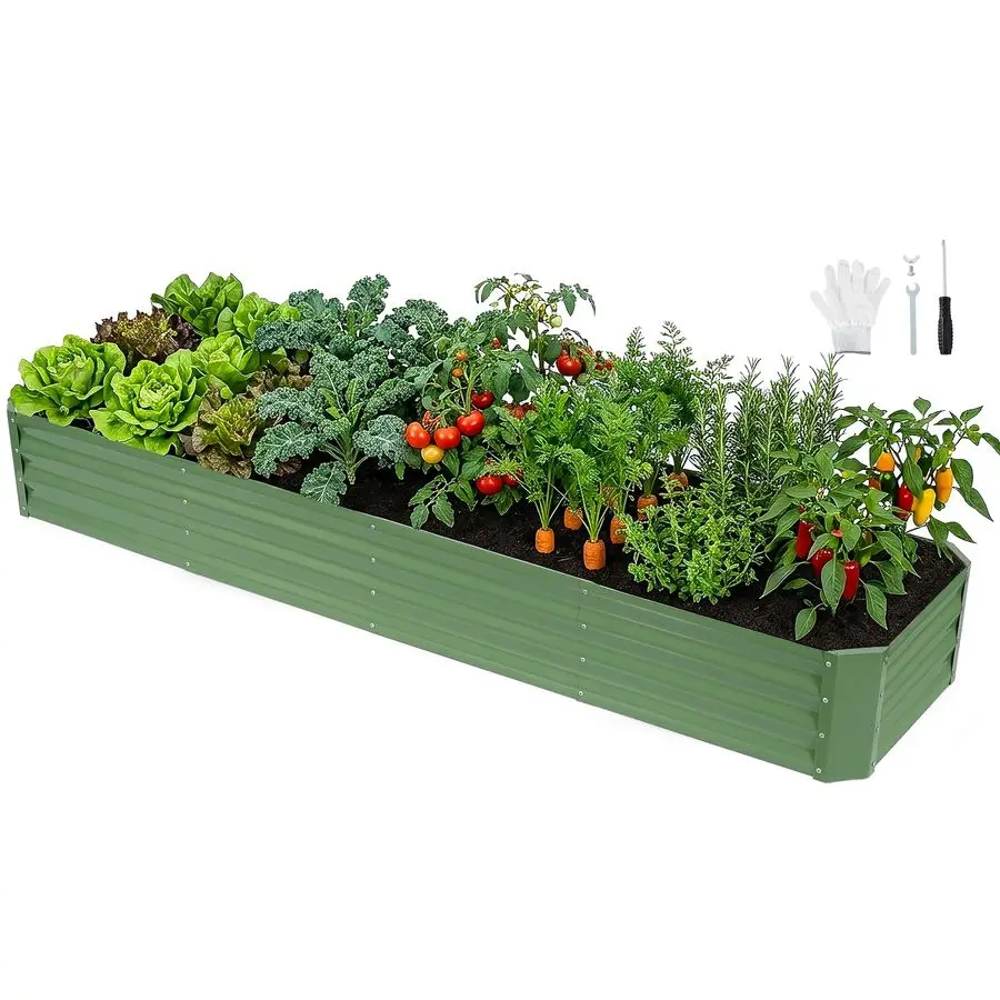 

Металлическая оцинкованная грядка STAGE 821 футов, комплект для приподнятого садоводства, большие оцинкованные грядки-ящики для улицы