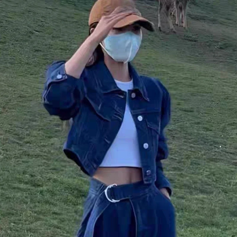 

Винтажные женские джинсовые короткие куртки с пышными рукавами, новинка 202, весна-осень, повседневные свободные корейские джинсовые рубашки, верхняя одежда для женщин