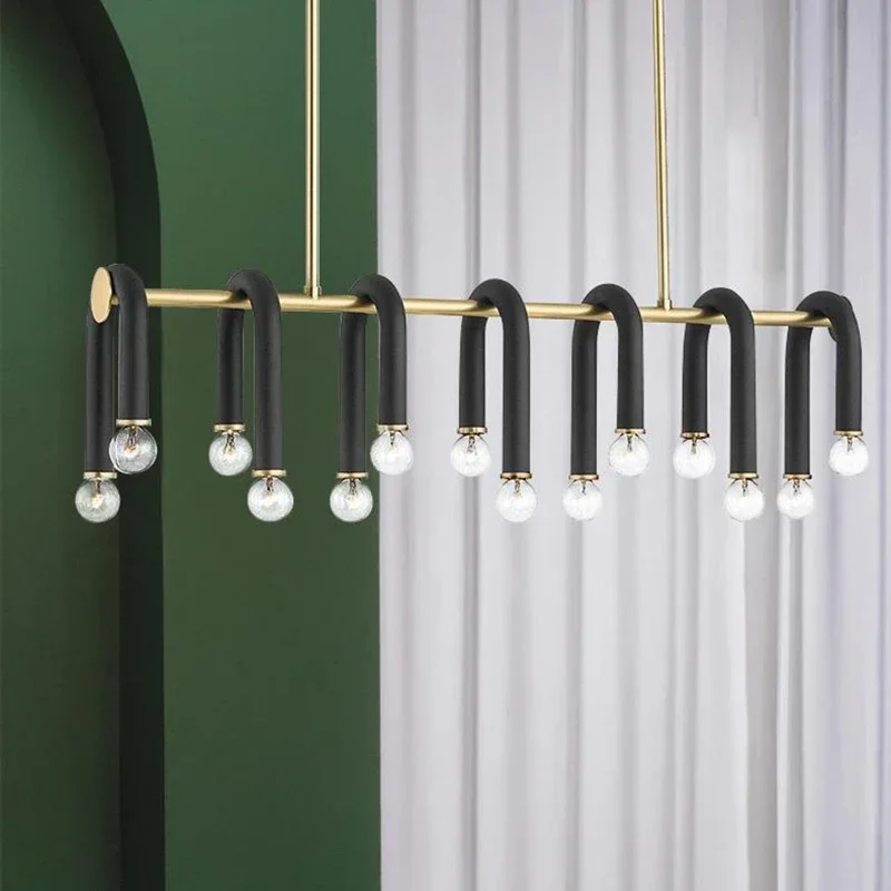 Creative Chandelier Villa Luxury U Shape Pendant Light Nordic Pendant Lights Glass Home Decor Hanging Light Chandelier Lamps image 3