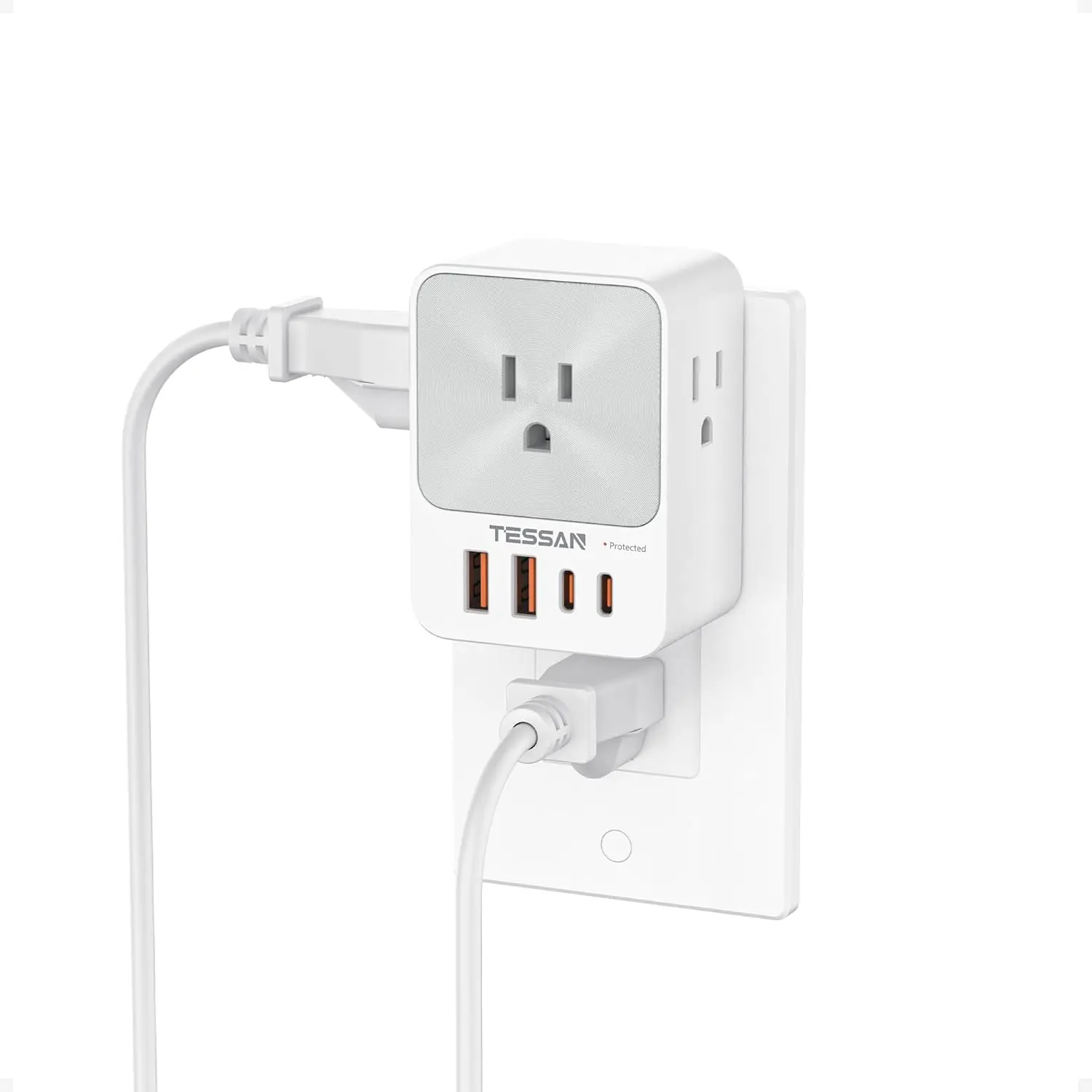 

USB C Charger 20W PD, 4 USB Wall Charger with 3 Outlet Extender, Surge Protector, Multi Port Adapter for Home Office Dorm