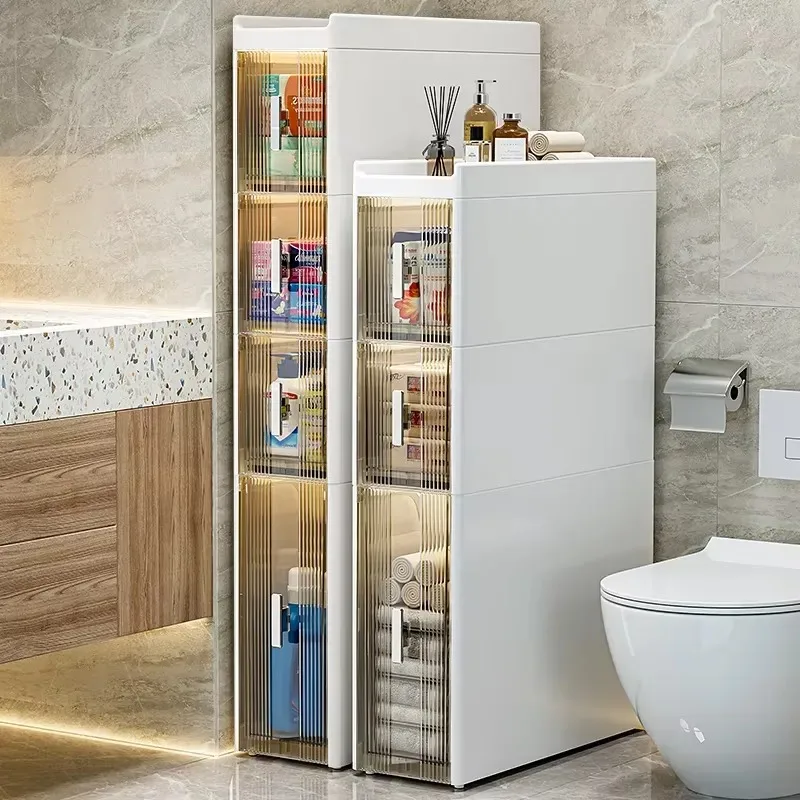No-installation Bathroom Ultra-narrow Slit Side Storage Cabinet, Toilet Storage Cabinet, Bathroom Slit Cabinet, Toilet Side