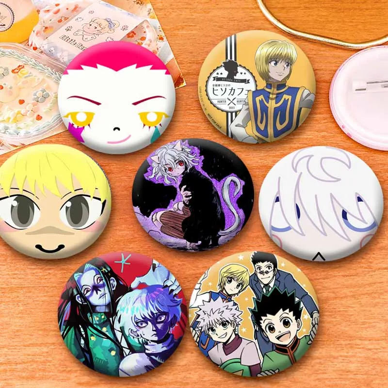 Anime Peripheral Hunter × Hunter Can Badge Funny Cartoon Lapel Pins Gon Killua Kurapika Brooch Backpack Shirt Accessories Gifts