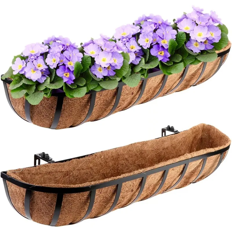 30“ Window Box Railing Planter with Coco Liner for Outdoor Deck Balcony Rail Fence Porch Patio 2 Pack ремень для триммера