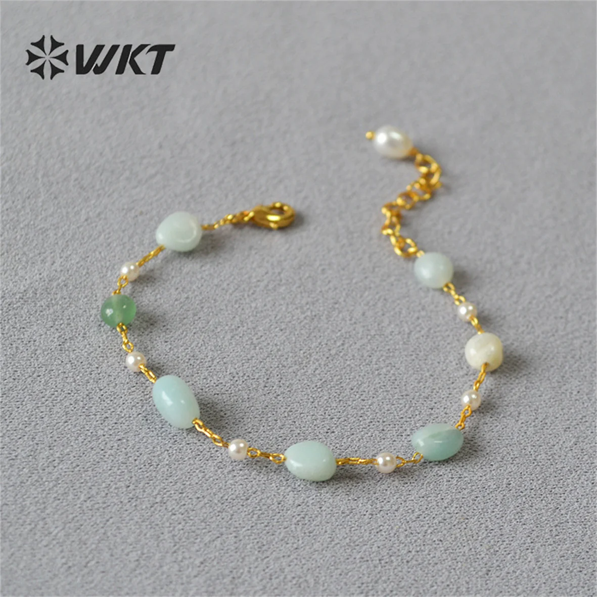 WT-B629 WKT new handmade natural gemstone Bracelets Lovely Amazonite Amethyst stone rosary beads lucky bracelets