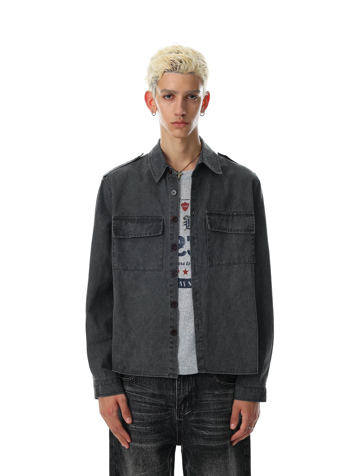 Retro American Washed Work Shirt Men's Loose Multi-Pocket Design Breathable Cotton Long Sleeve Casual Fashion Shirt