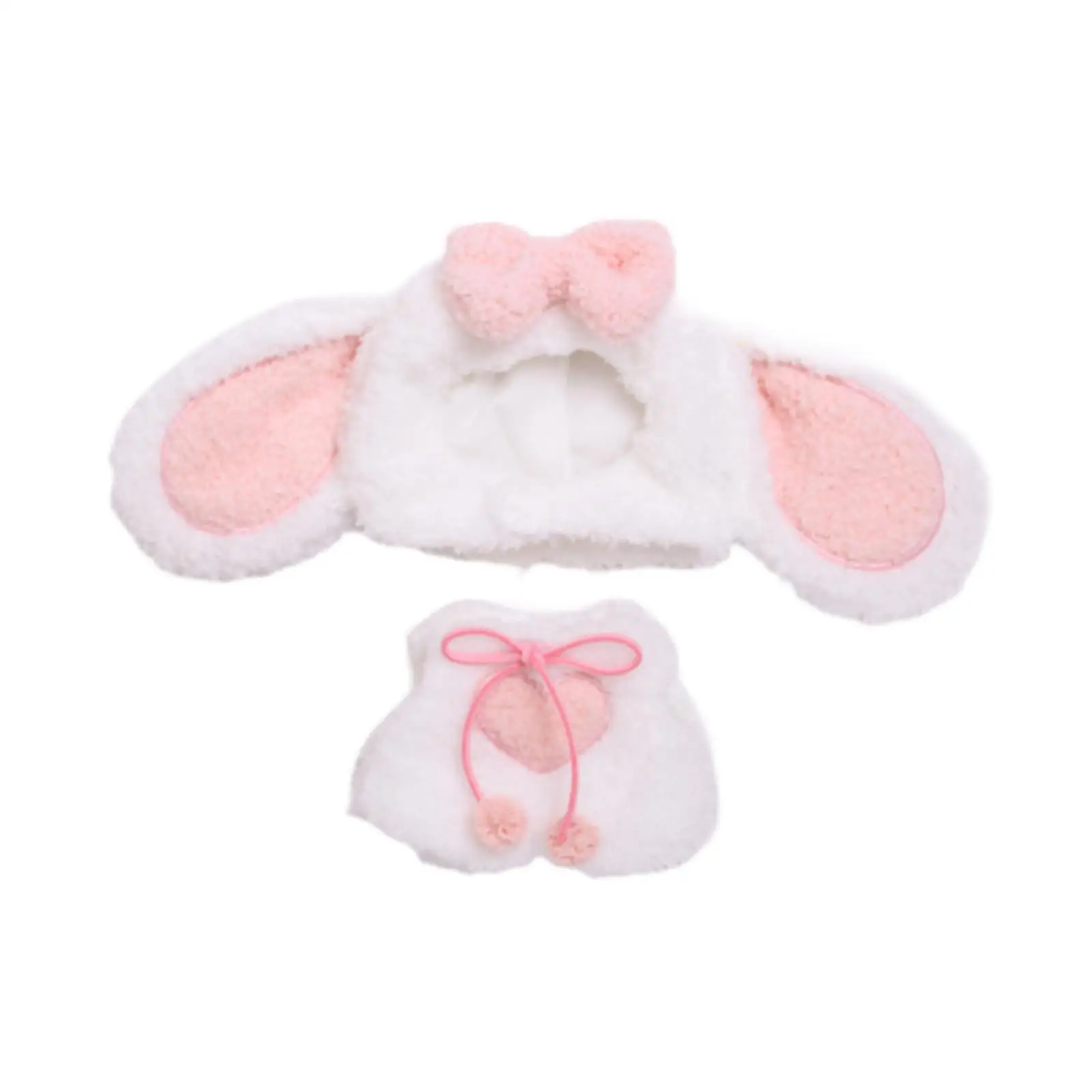 2Pcs Fashion Dolls Bunny Jumpsuit and Hat Costume Handmade Clothing for 15-17cm Dolls