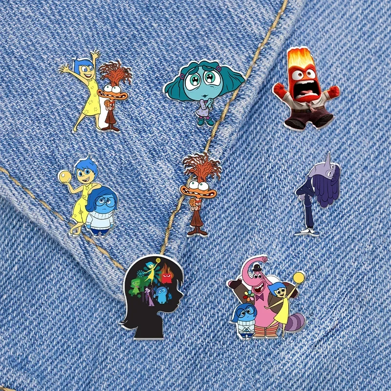 Disney Inside Out Resin Brooches Badge Cartoon Breastpin anxiety Anger Disgust Fear Anime Jewelry Bag Clothes Accessor Kids Gift