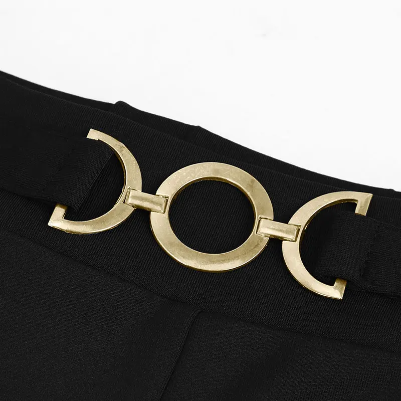 ربيع أسود مثير المرأة السراويل الشارع الشهير موضة مطرزة السراويل الجديدة أنيقة الإناث عادية سليم تنوعا السراويل الملابس #6