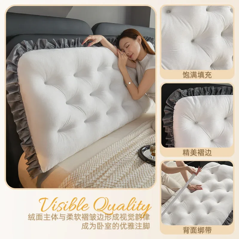 Crystal Velvet Headboard Cushion Silky Smooth Touch Bedback Cushion Fine Dense Fuzz Low Shedding Good Elasticity Bedhead Pillow