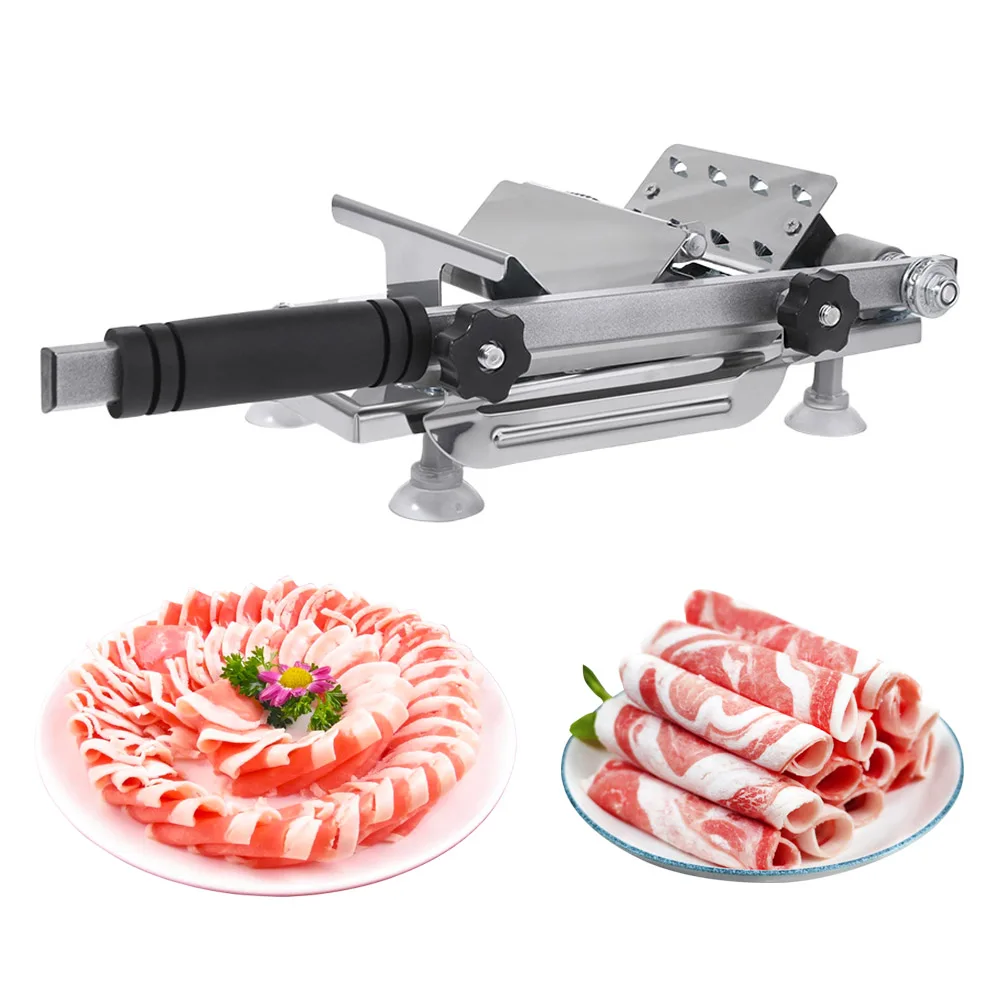 

Stainless Steel Meat Slicer Manual Adjustable Cutting Thickness Meat Cutter Spring Design Anti-slip Sucker Food Slicing Machine