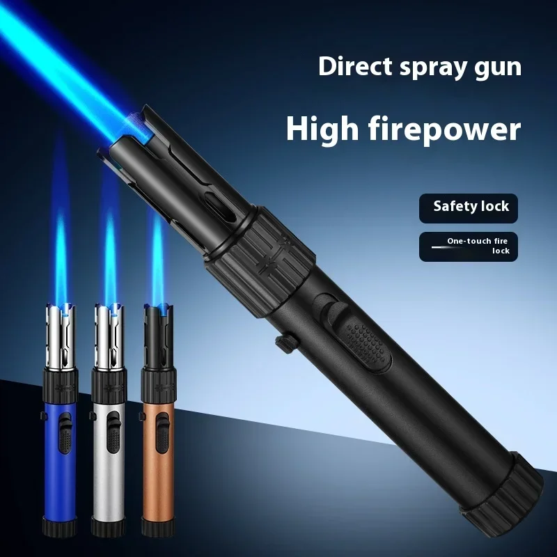 Powerful Blue Flame Jet Torch Gas Lighter Windproof High Firepower Cooking Kitchen Metal Welding Gun Outdoor Cigar Barbecu