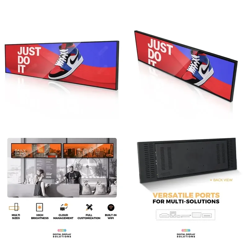 Smart Retail Shelf Edge Stretched Touchscreen Display Ultra Wide Screen Advertisement Digital Signage LCD for Shopping Mall