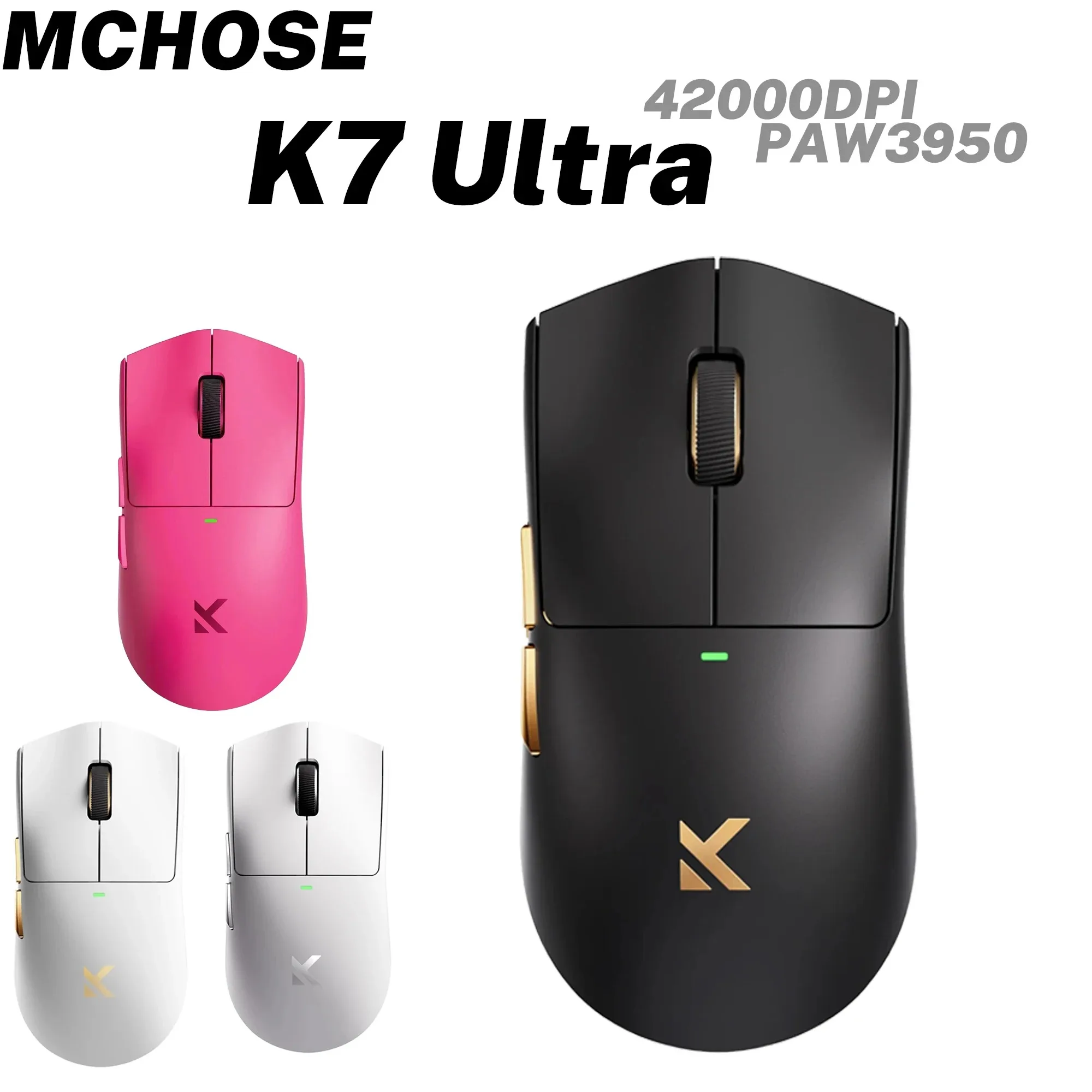 MCHOSE K7 Ultra Wireless Gaming Mouse PAW3950 Dual 8K Taxa de oragem Leve magnético sem fio Dock de carregamento Esports Office
