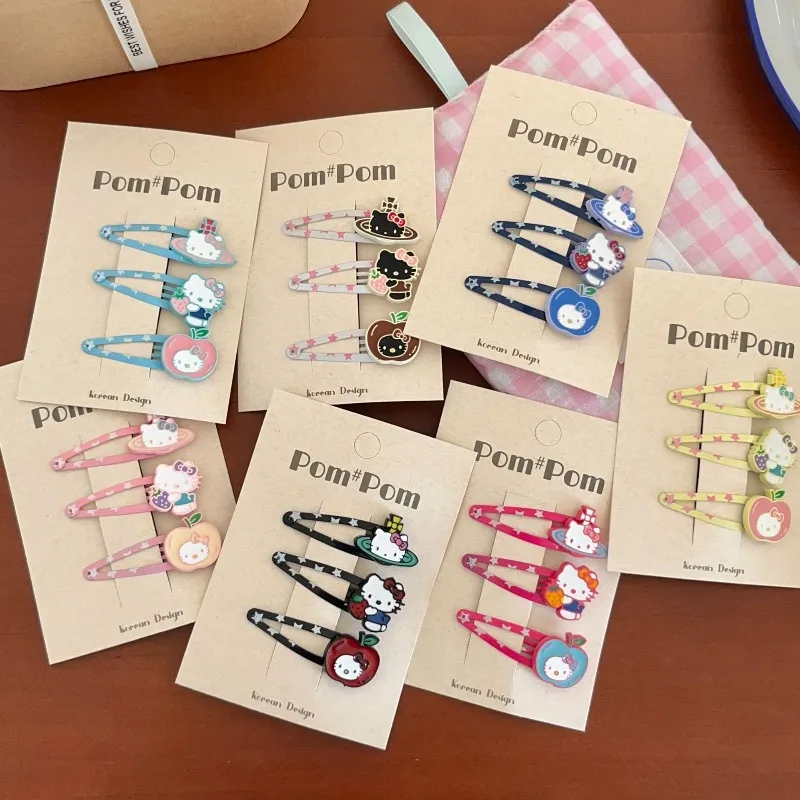 

Kawaii Hello Kitty Hair Clip Cute Cartoon Star Shattered Hair Clip Women Supplies Desktop Accessories Student Gift Wholesale