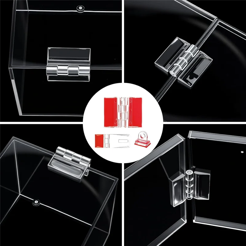 

BHTS-DIY Plastic Hinge Kit, Acrylic 15Pcs Self-Adhesive Latch Buckles Door For Piano For Box No Punch Needed