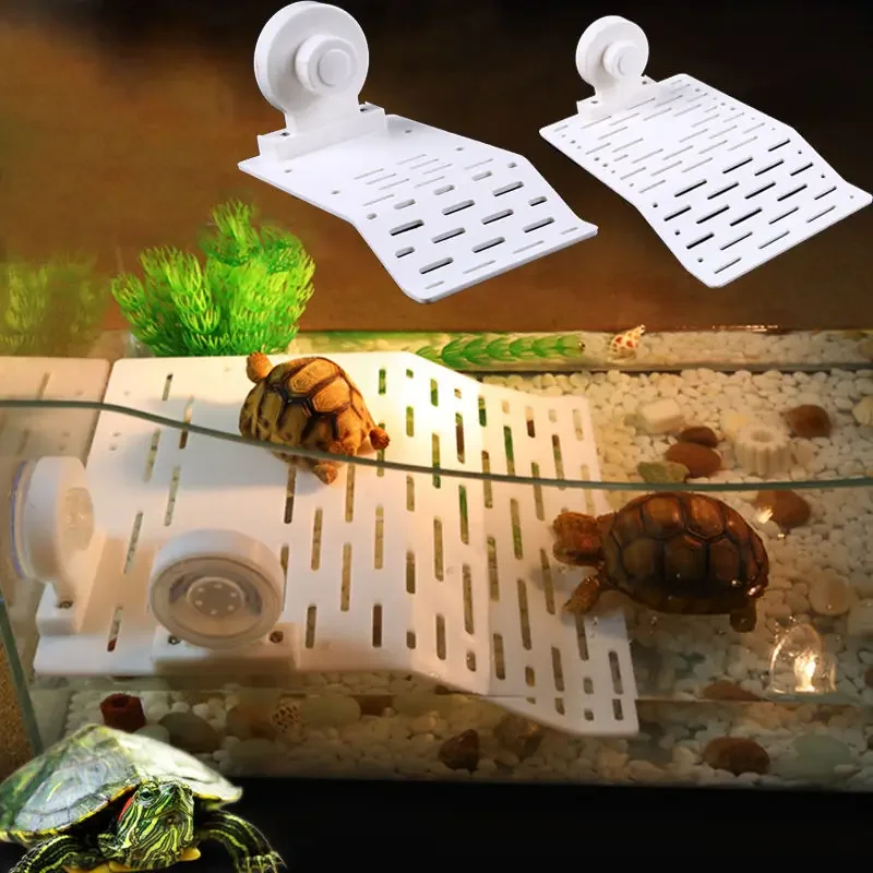 Plastic Turtle Basking Platform Fish Tank Aquarium Platform with Suction Cup Tortoise Resting Terrace Turtle Shelf Aquarium Tool