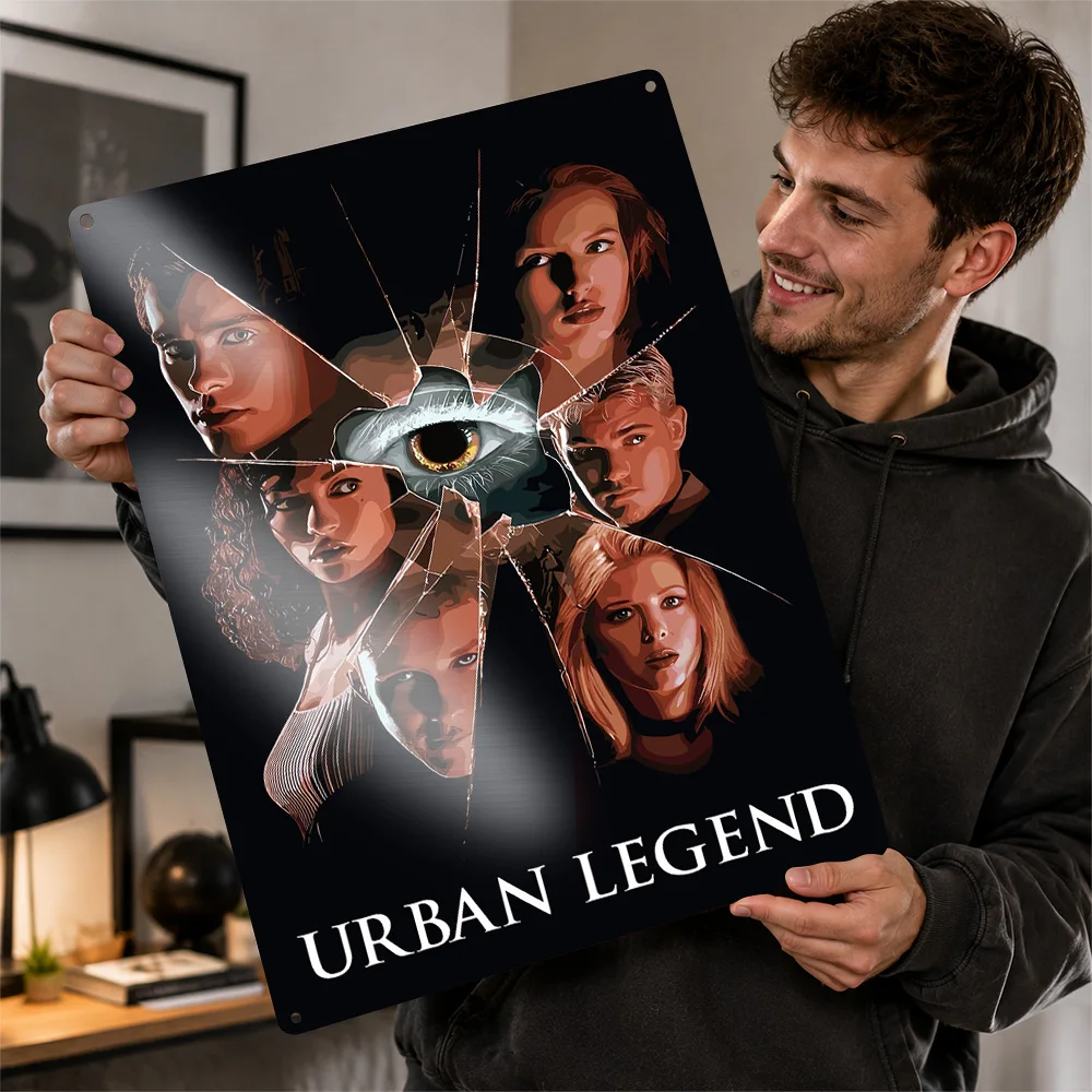 Urban Legend Textured Poster Customized Metal Tin Sign Vivid Macabre Screen Scene Wall Art Made For Game Rooms And Fright Fans