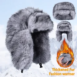 Luxury Russian Faux Fur Hat Women Ushanka 2025 Autumn Winter Warm Snow Bomber Cap Stylish Plush Furry Earflap Trapper Hats