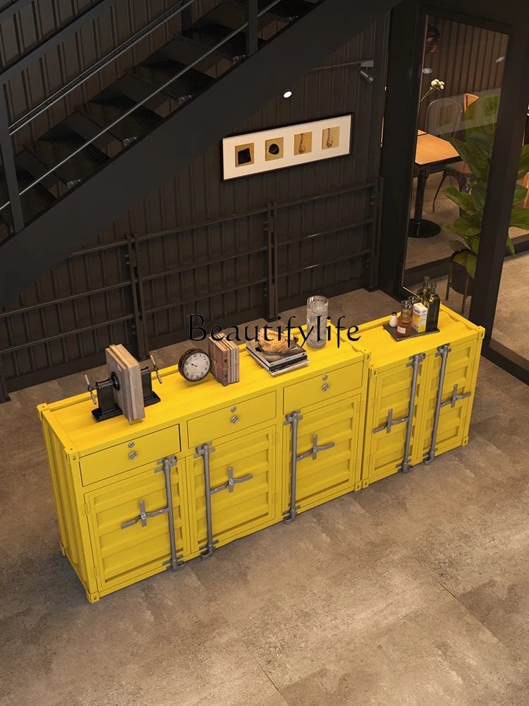 Multi-Functional Iron Sideboard Cabinet Industrial Style Storage Cabinet Retro Restaurant Ideas Furniture Cabinet