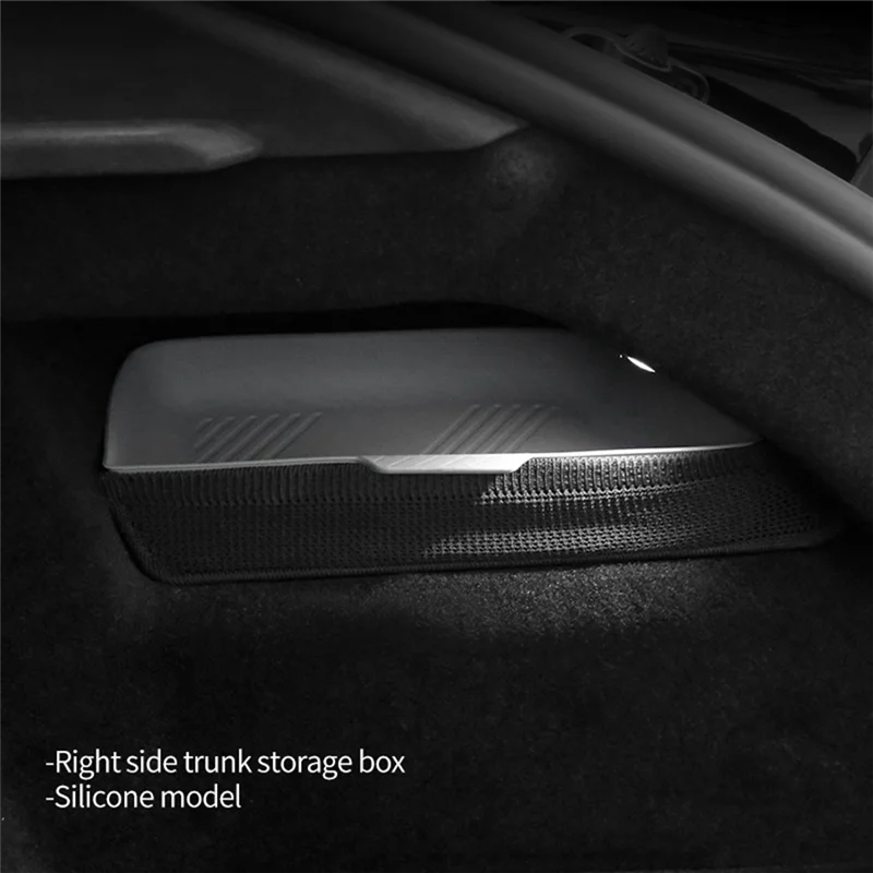 

Powerful For Tesla Model S 2022-2023 Trunk Right Storage Box Silicone Trunk Side Storage Partition Stowing Tidying Grey Parts