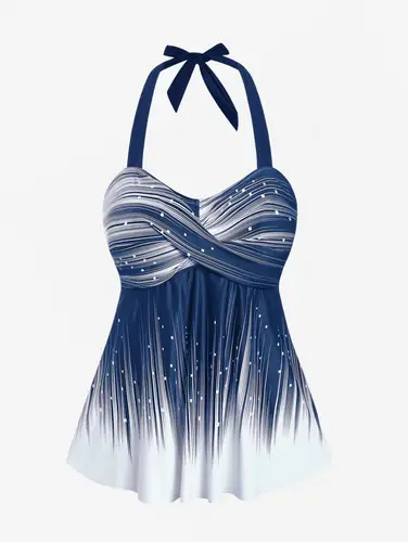 Imagen 2 del producto Rosegal Traje de baño tankini modesto para mujer talla grande con cuello halter y espalda descubierta cintura imperio