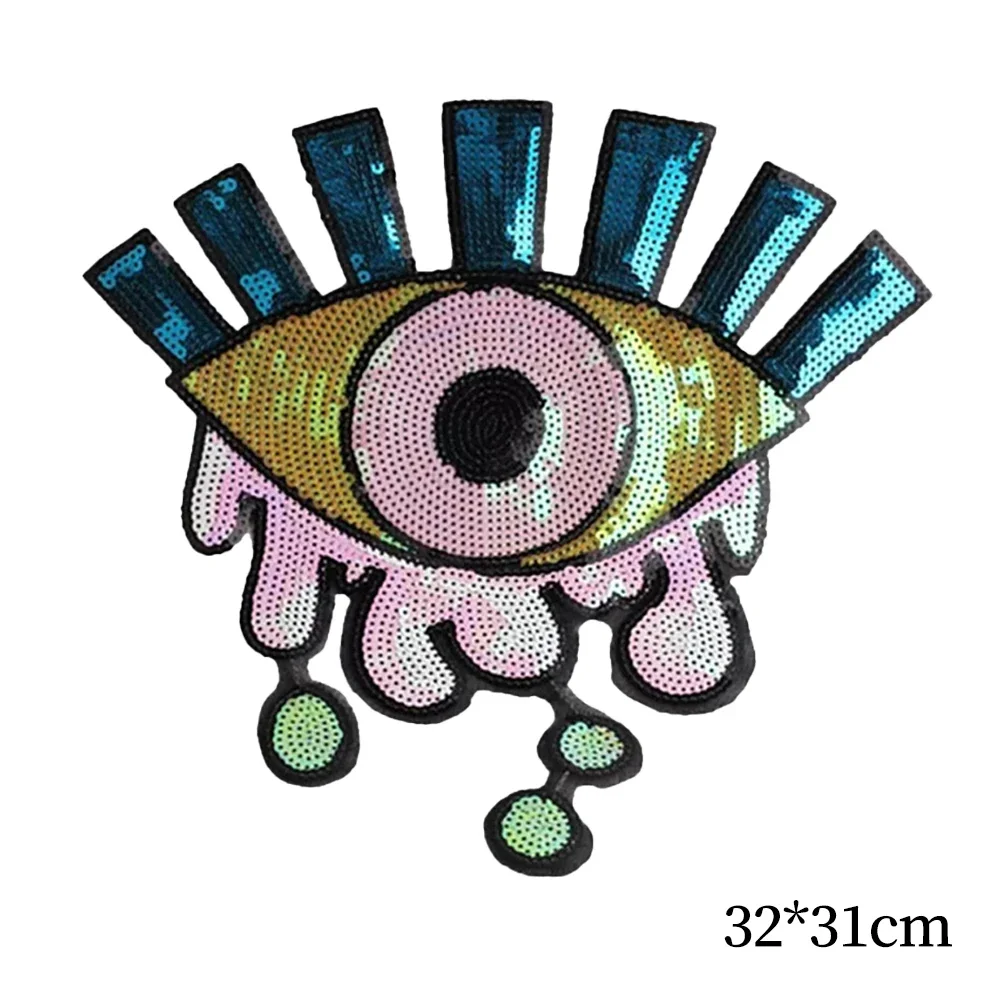 Eyes Sequins Patch for Clothes Iron on Garment Decoration Accessories DIY Embroidered Appliques for Clothing Repair Patches