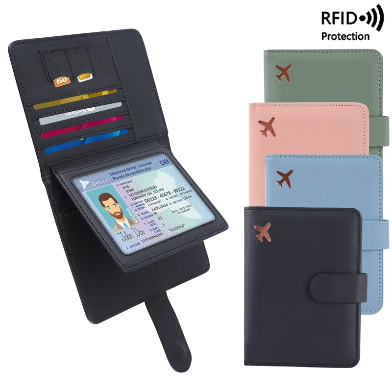 RFID Anti-theft Travel Passport Holder Case PU Leather Credit Card Wallet Passport Bag for Men and Women Travel Accessories